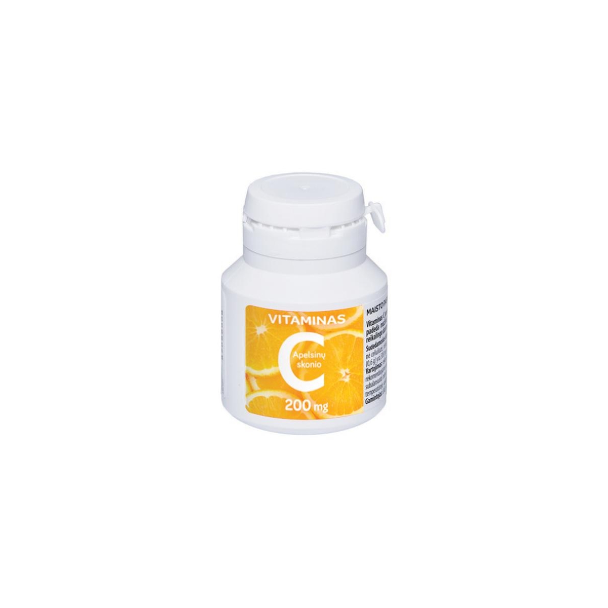 Vitaminas C 200 mg apelsinų skonio - 