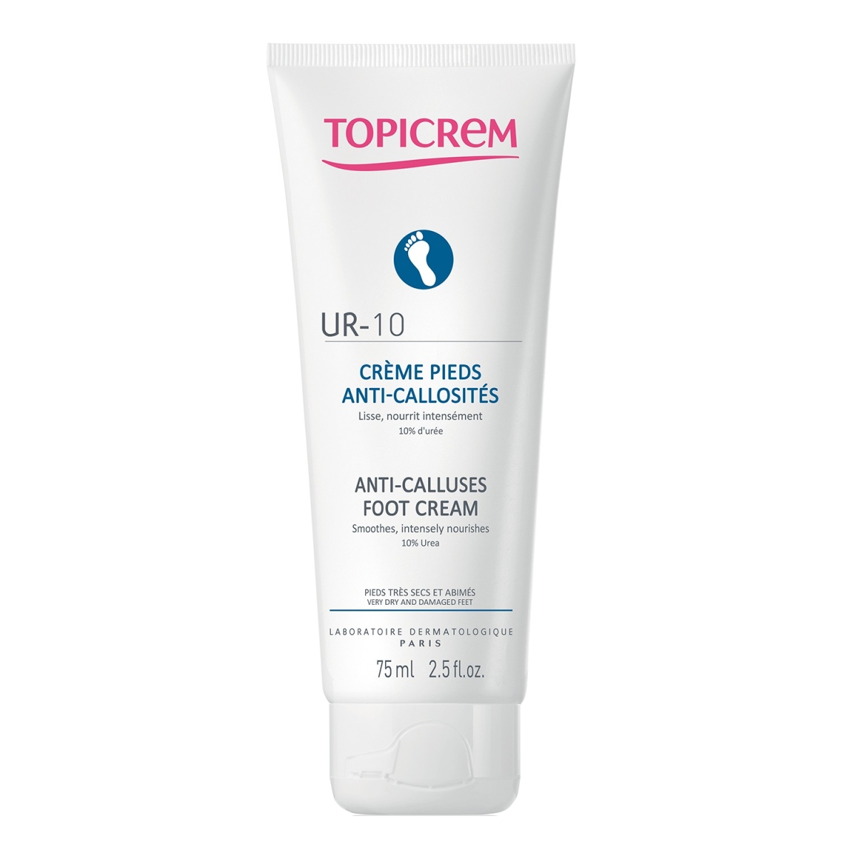 TOPICREM pėdų kremas su šlapalu išsausėjusiai odai UR-10, 75ml - 