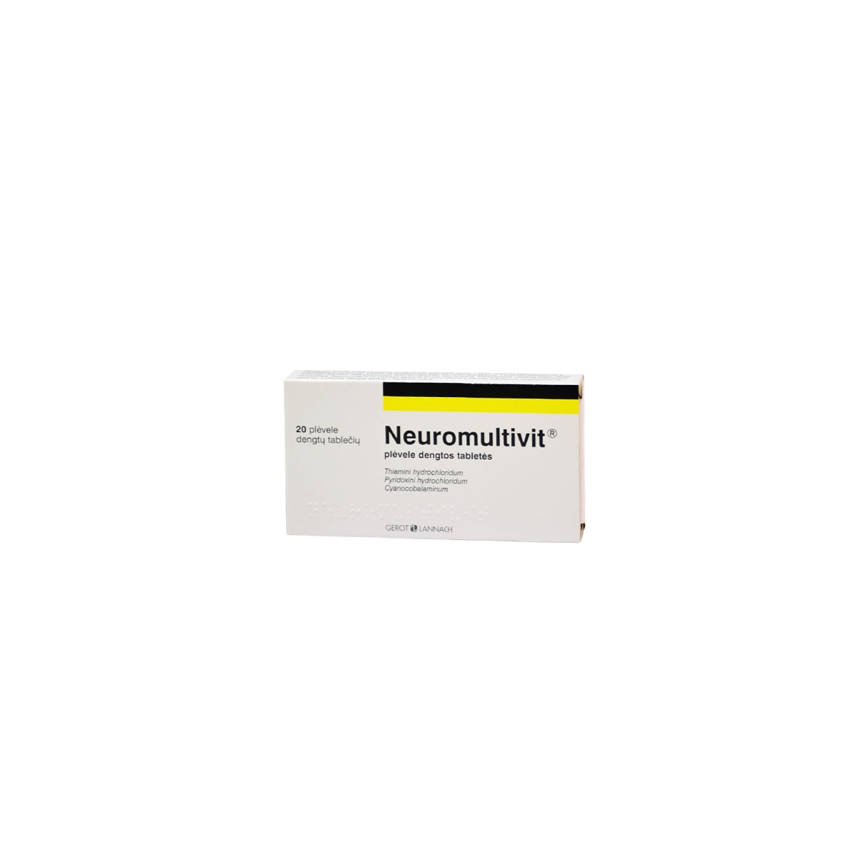 Neuromultivit 100mg/200mg/0.2mg plėvele dengtos tabletės N20 - 
