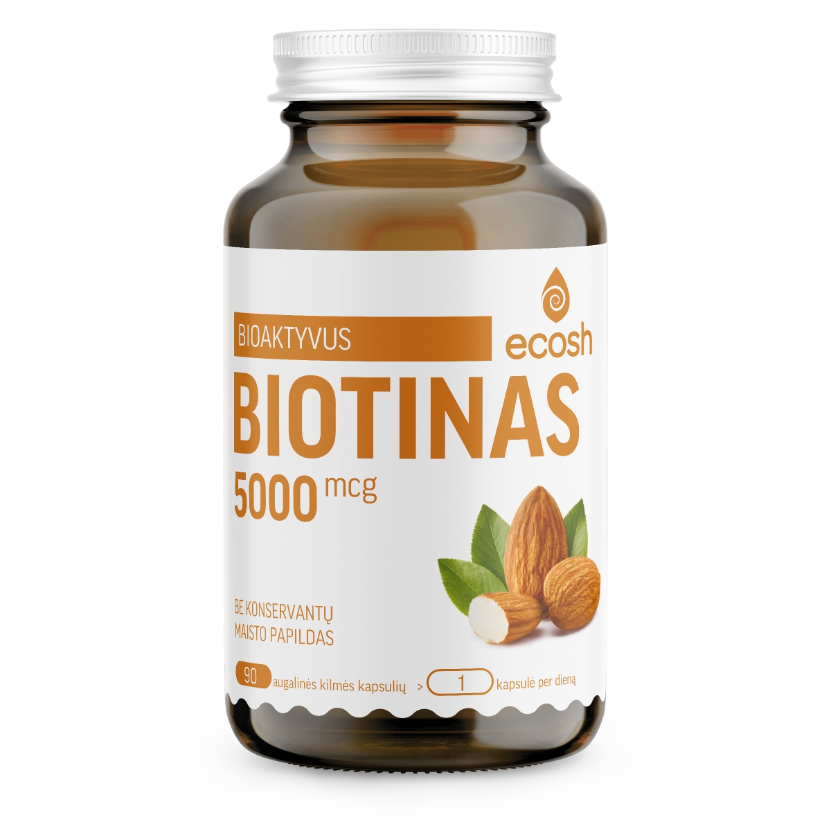 ECOSH bioaktyvus Biotinas 5000µg, 90 kapsulių