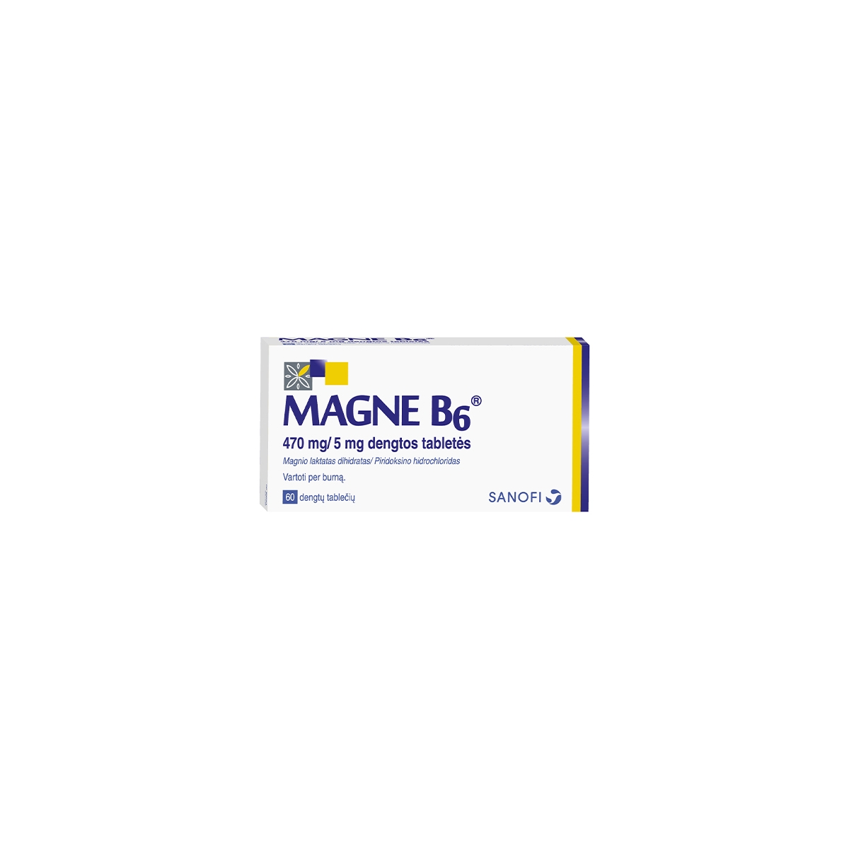Magne B6 tab.470mg+5mg dengt. tabletės N60 - 
