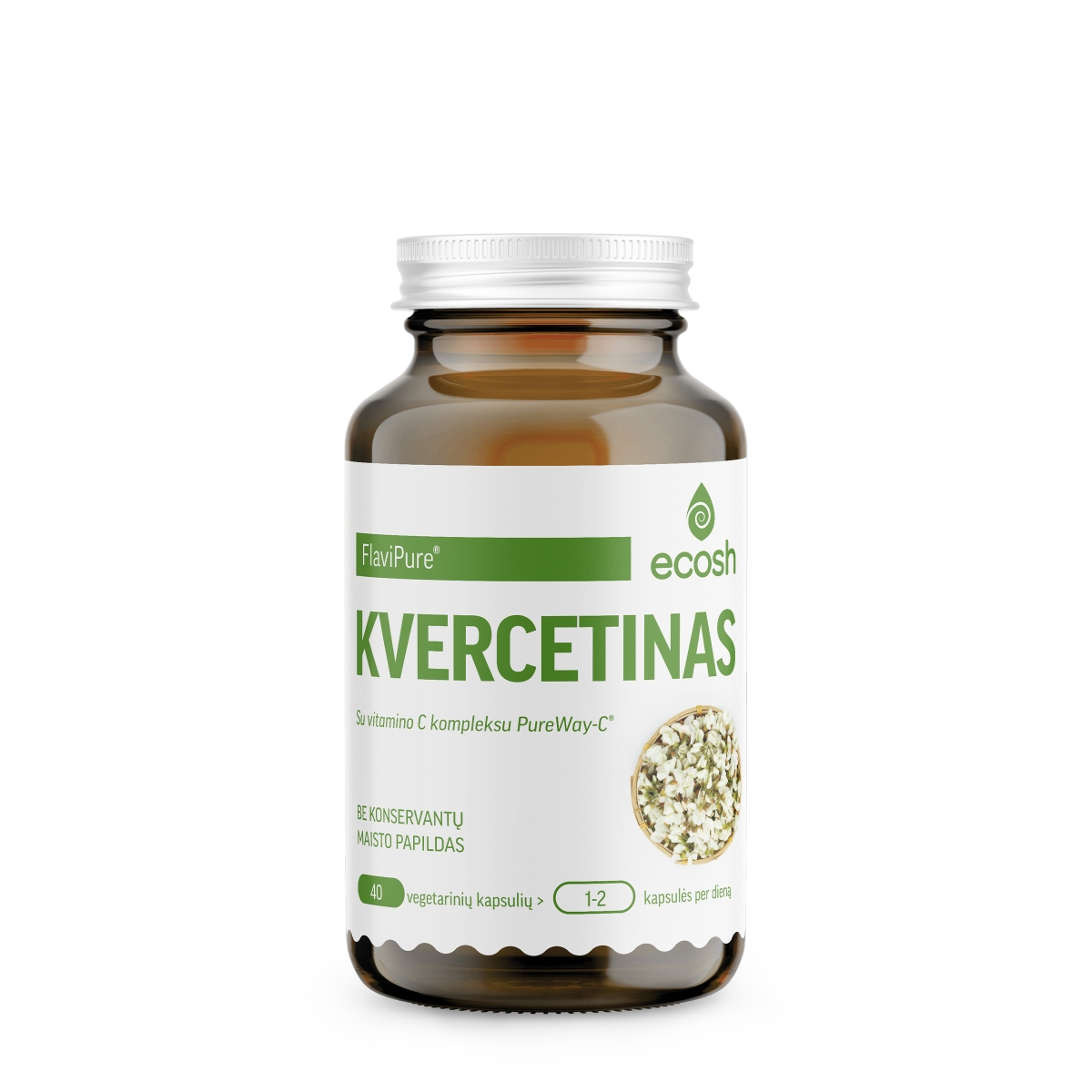 ECOSH Kvercetinas su vitamino C kompleksu, 40 kapsulių - 