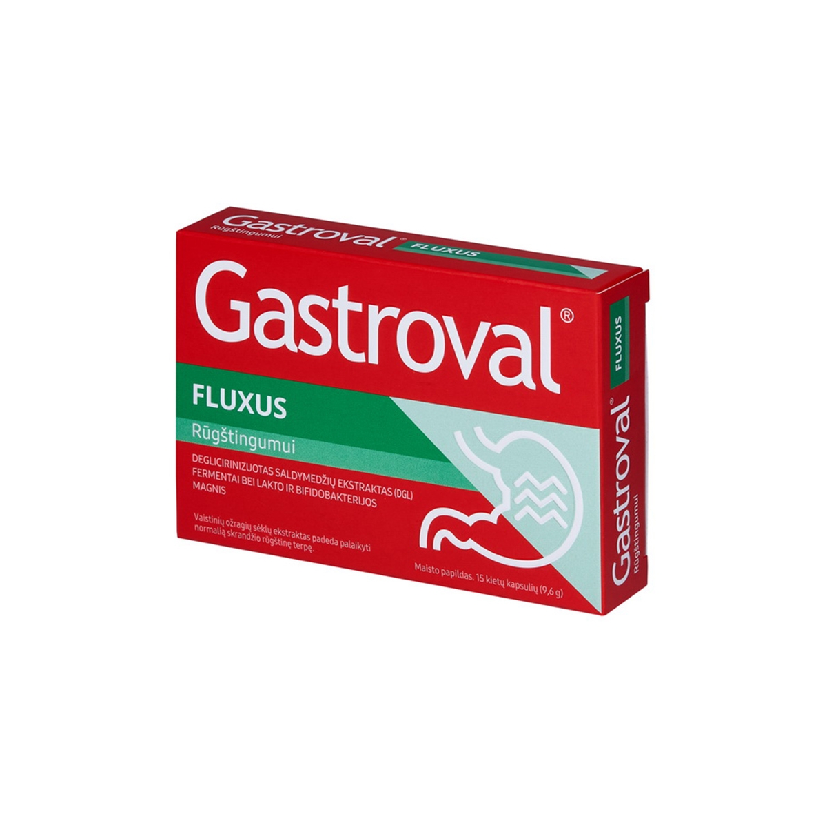 GASTROVAL FLUXUS, 15 kietų kapsulių - 
