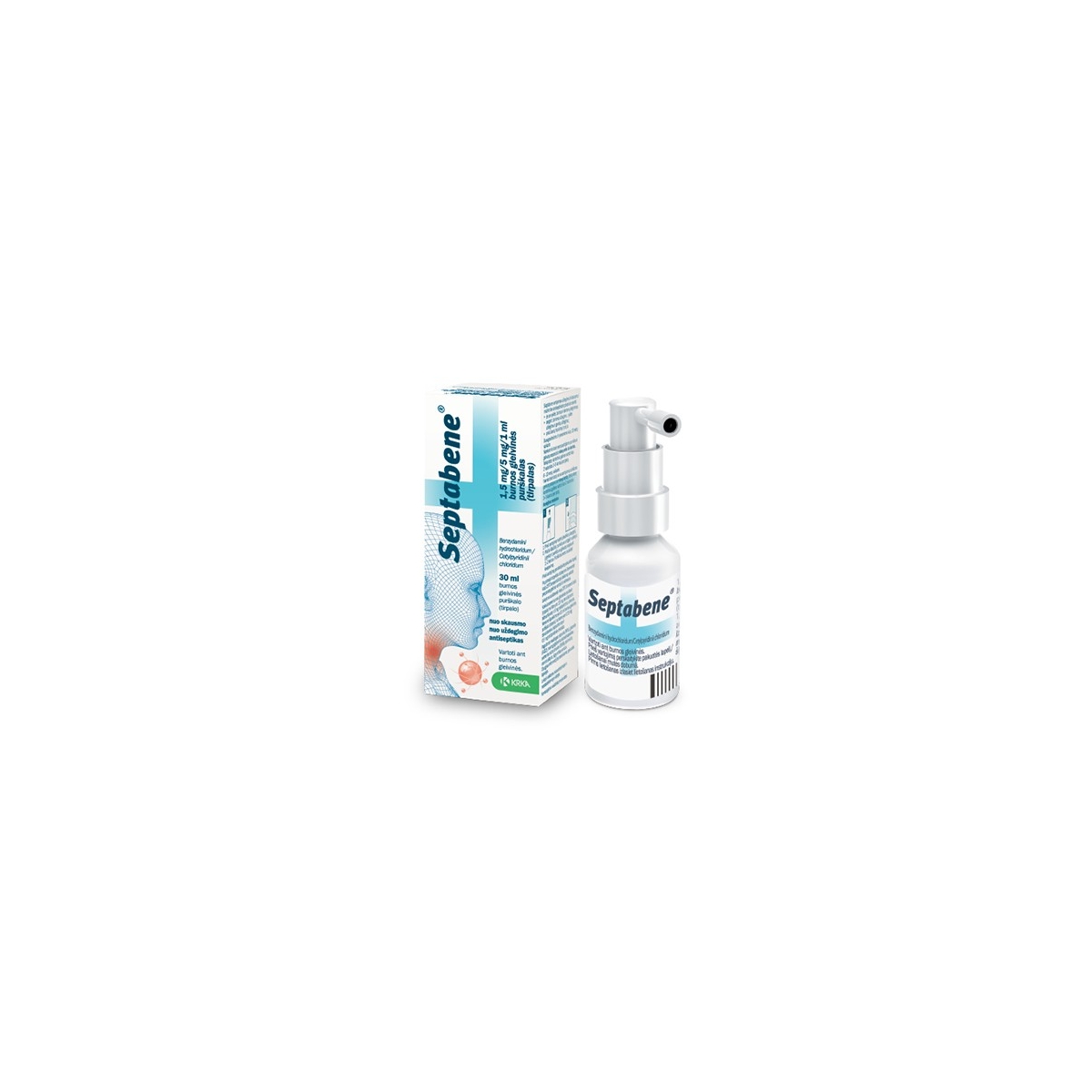 Septabene 1.5mg+5mg/ml burnos gleivinės purškalas 30ml - 