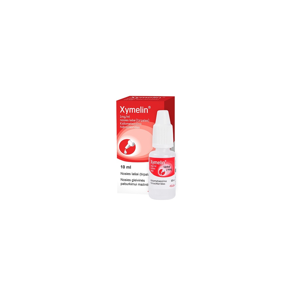 Xymelin 1mg/ml nosies lašai, tirp. 10ml - 