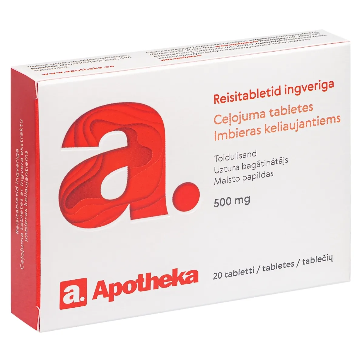 A. IMBIERAS keliaujantiems, 500 mg, tabletės N20 - 