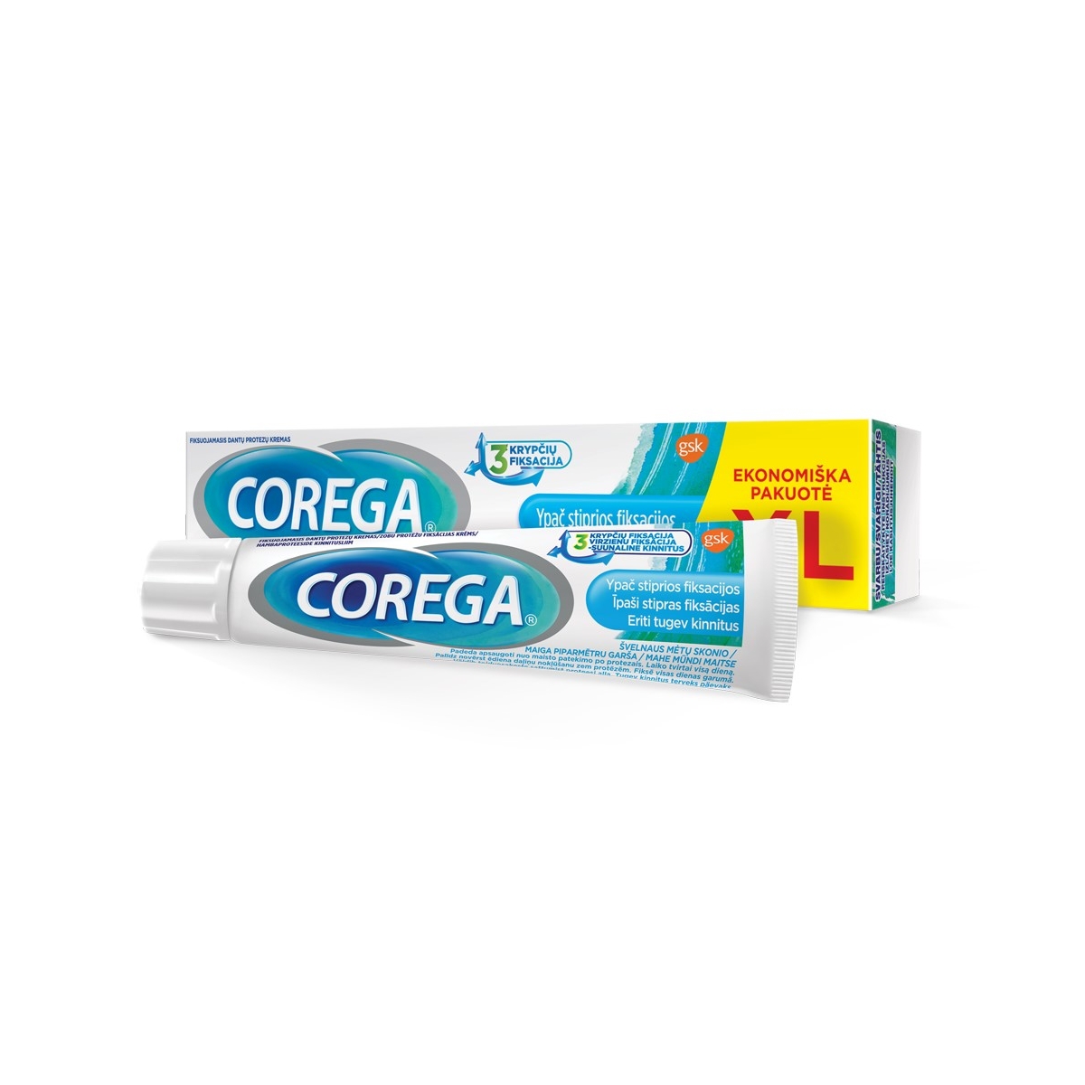 COREGA ypač stiprios fiksacijos fiksuojamasis kremas, mėtų skonio, 70g - 