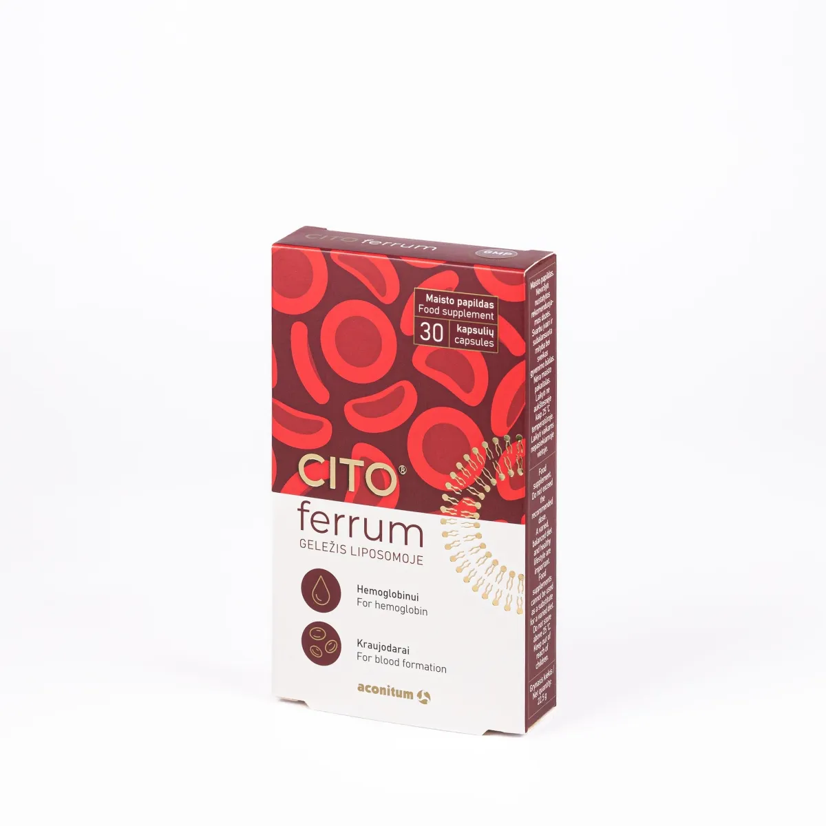 ACONITUM liposominė geležis su folio rūgštimi CITO® FERRUM, N30 - 