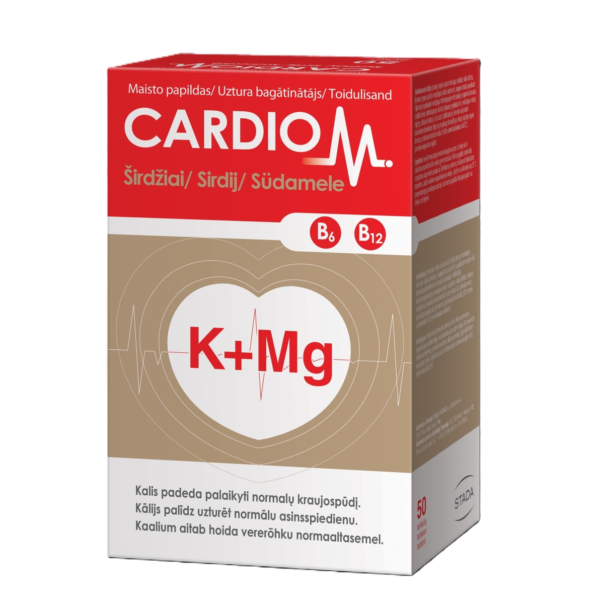 CardioM K + Mg (kalis ir magnis) Širdžiai, 50 tablečių - 