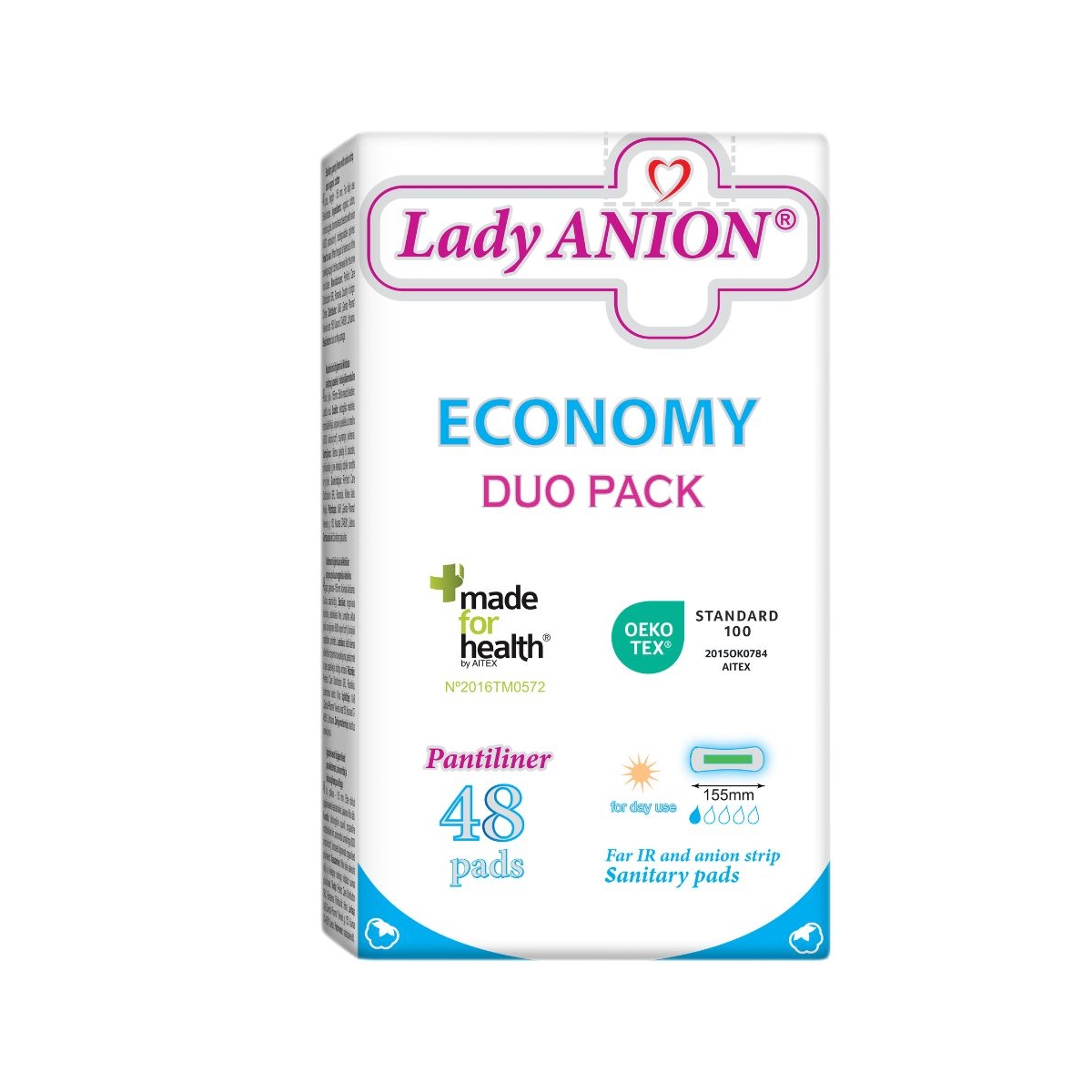 Lady ANION Pantiliner, kasdienio naudojimo ploni įklotai, N48 - 