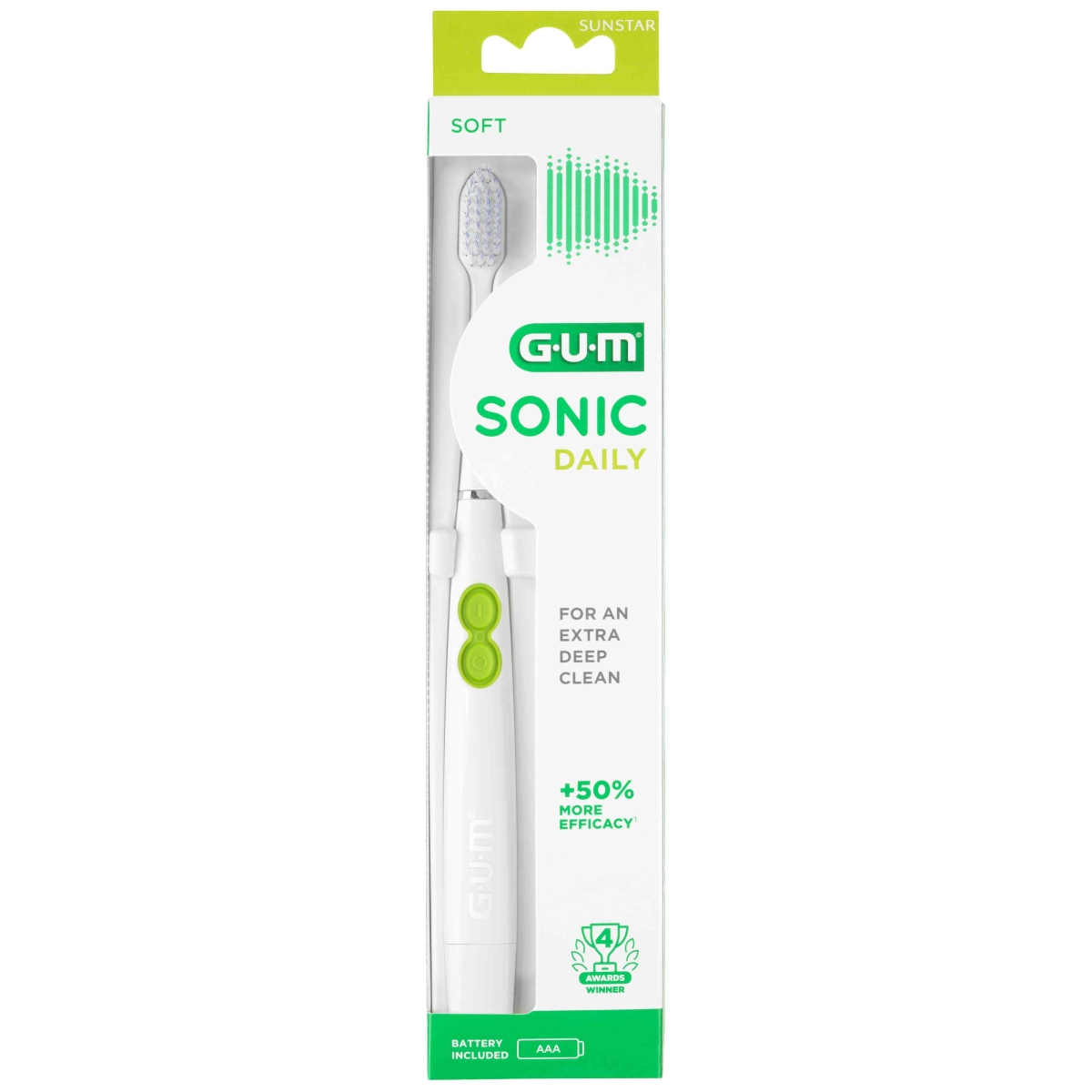 G.U.M. SONIC DAILY dantų šepetėlis baltas (su baterija) N1 - 