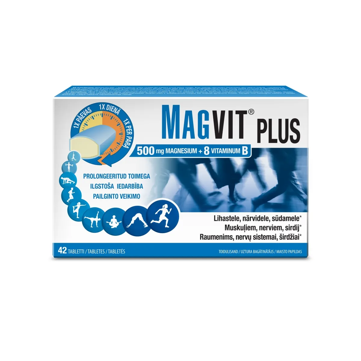 Magvit Plus 500mg magnio ir 8B grupės vitaminų tabletės, N42 - 