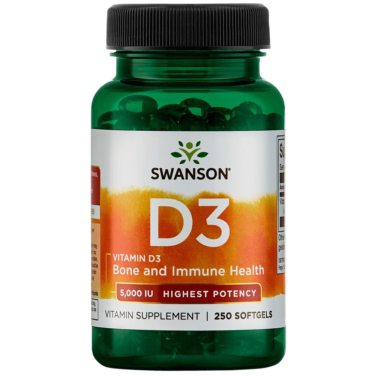 SWANSON VITAMINAS D3 5000TV SU LINŲ SĖMENŲ ALIEJUMI 250 KAPS. - 