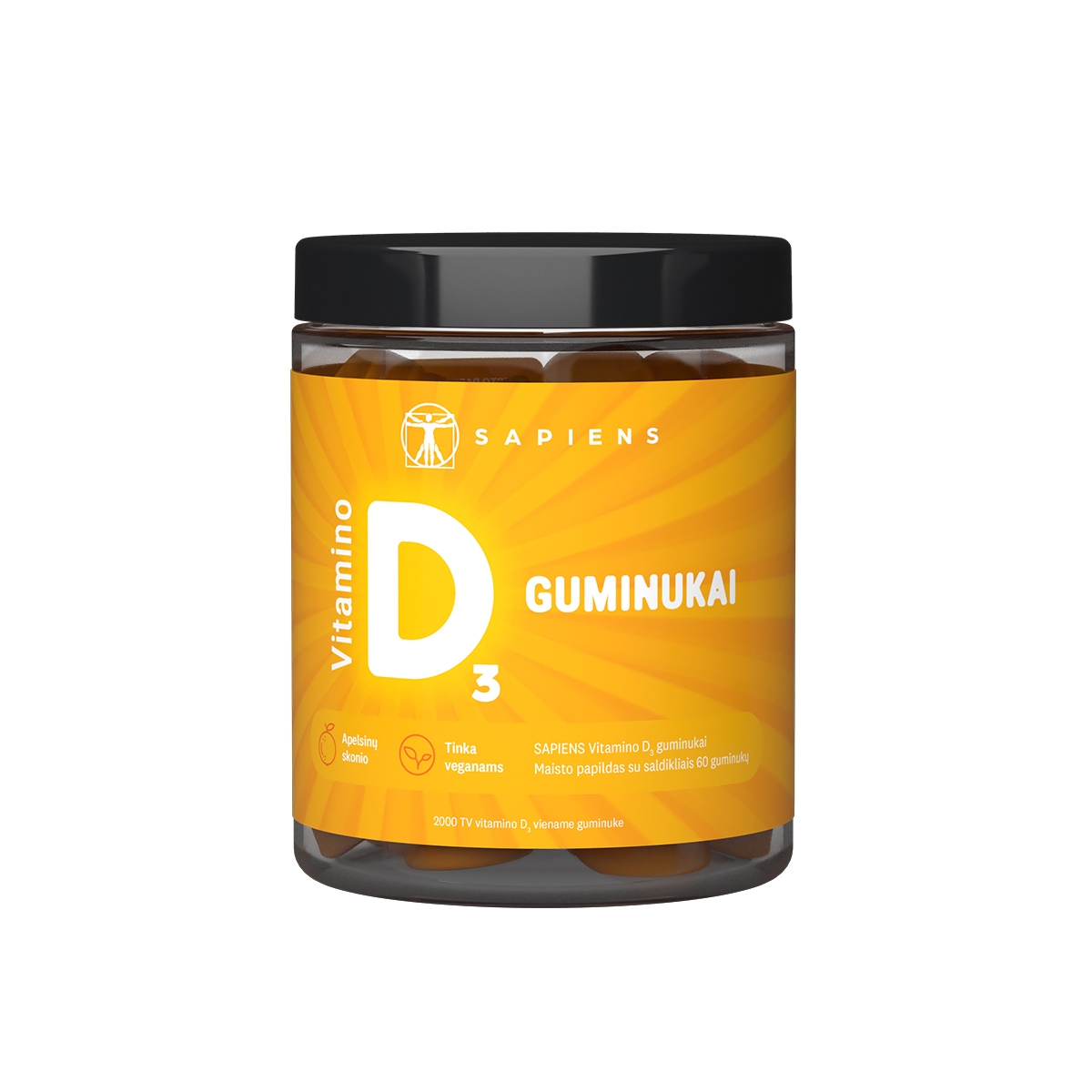 SAPIENS Vitamino D3 guminukai, N60 - 
