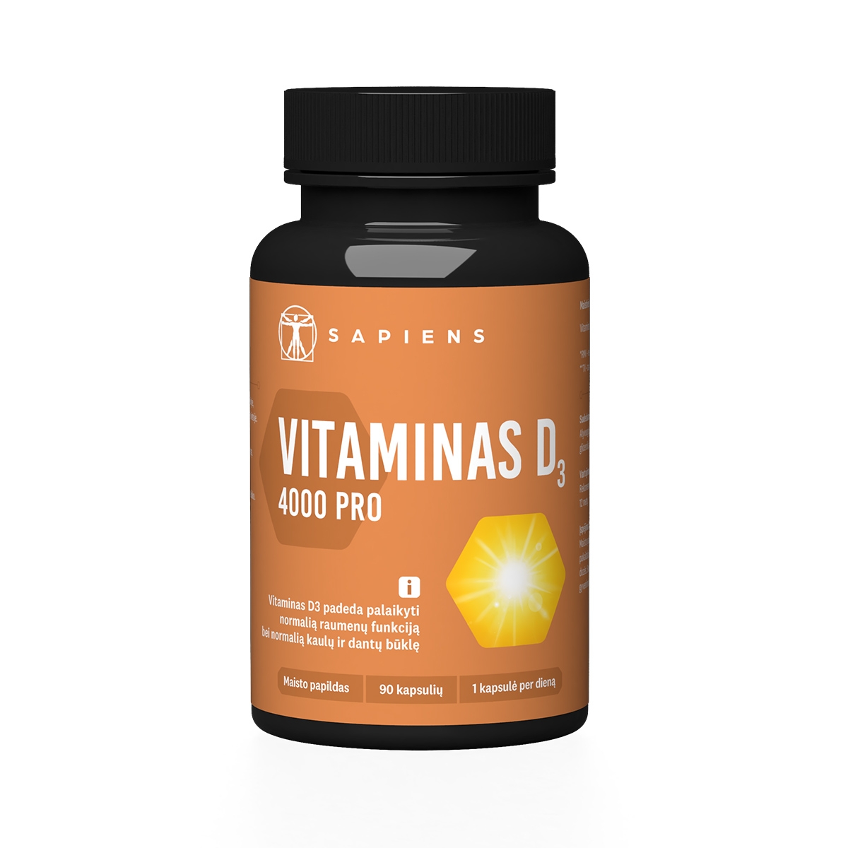 SAPIENS Vitaminas D3 4000 PRO kapsulės, N90 - 