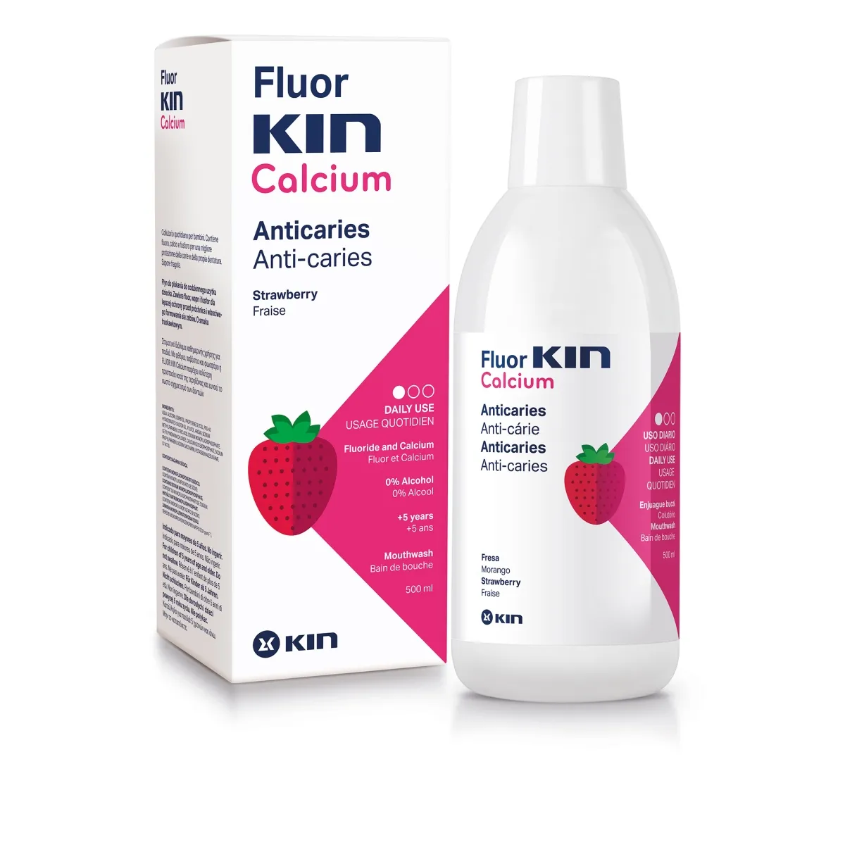KIN Burnos skalavimo skystis FLUOR CALCIUM, 500ml - 