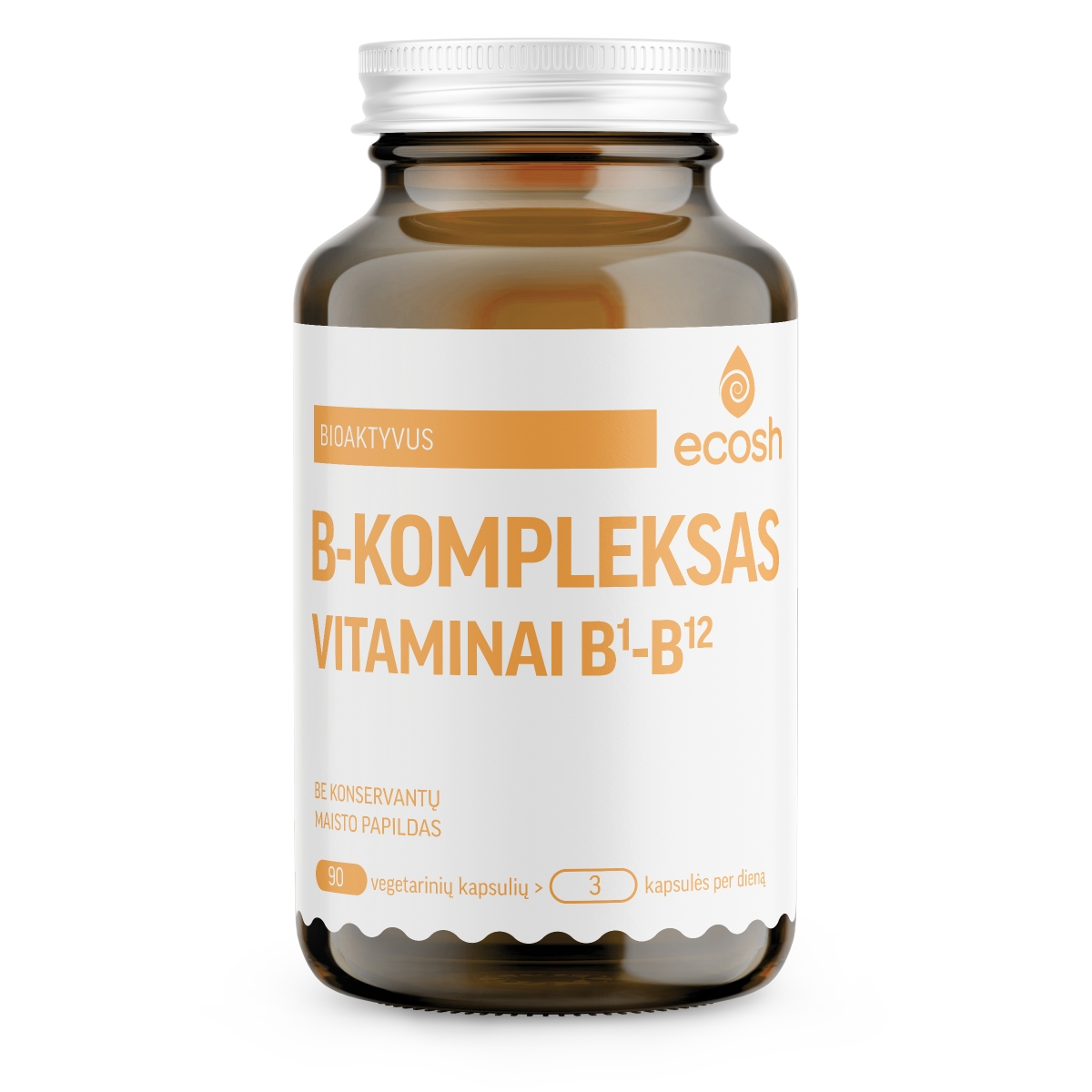ECOSH bioaktyvus vitaminų B1-B12 kompleksas, 90 kapsulių - 