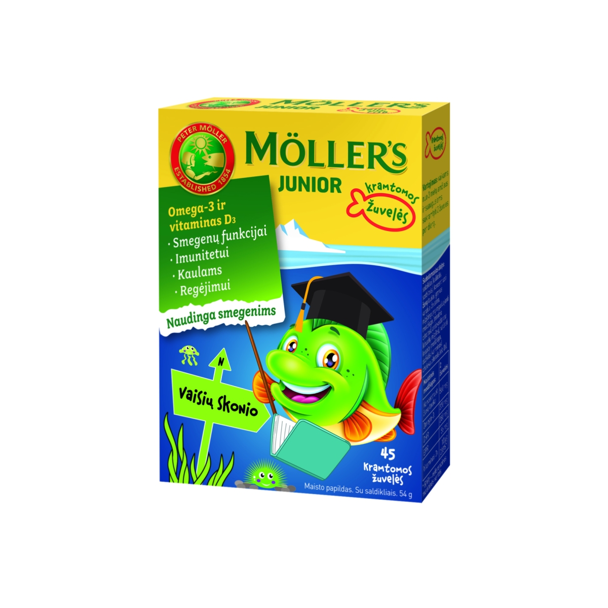 MÖLLER'S JUNIOR OMEGA-3 žuvų taukai, vaisių skonio, N45 - 