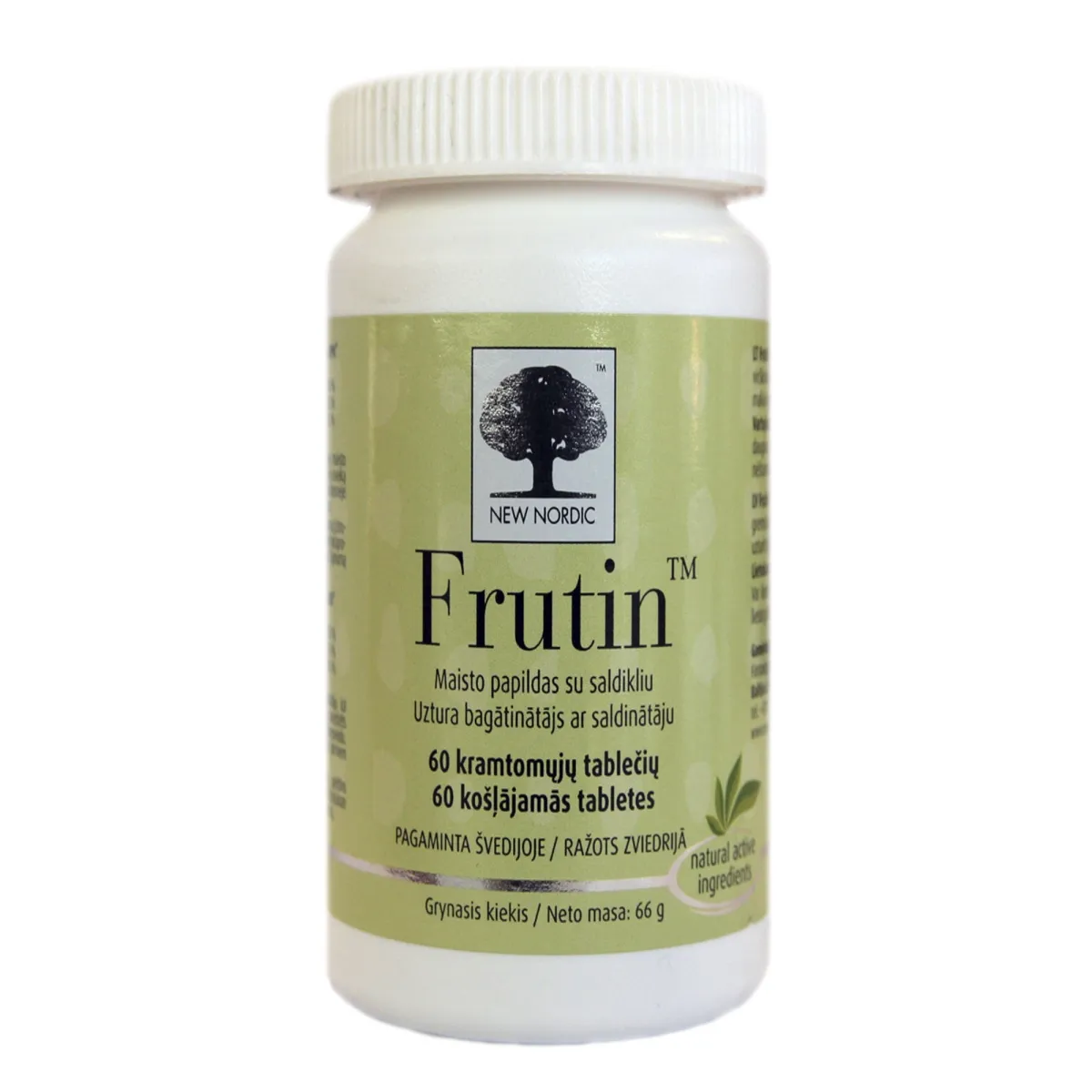 NEW NORDIC Frutin kramtomosios tabletės, N60 - 