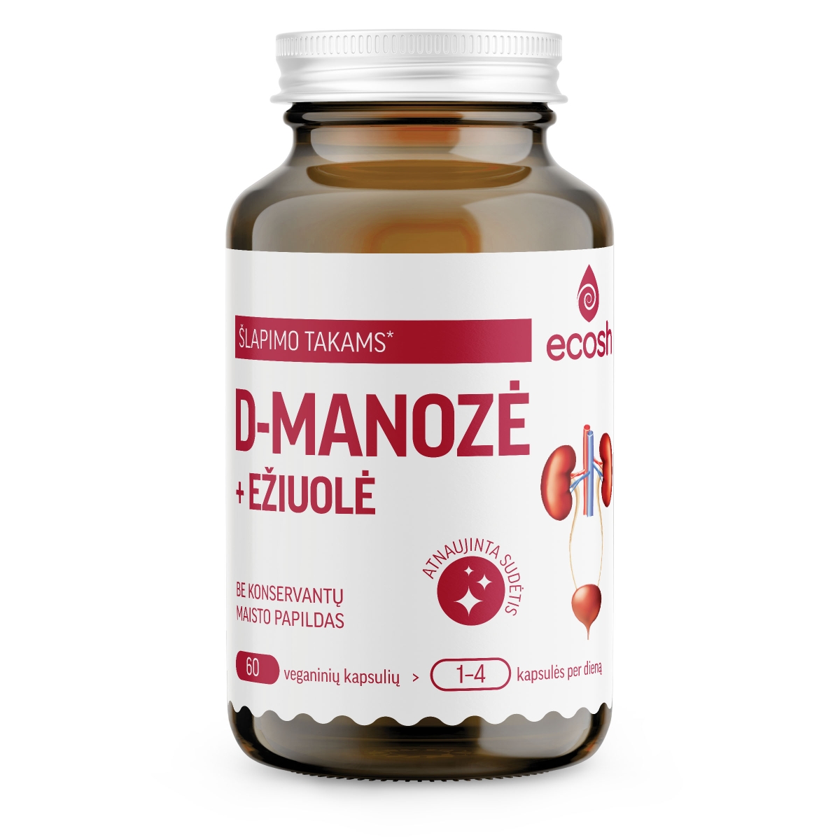 ECOSH D-manozė su ežiuole, 60 kapsulių - 