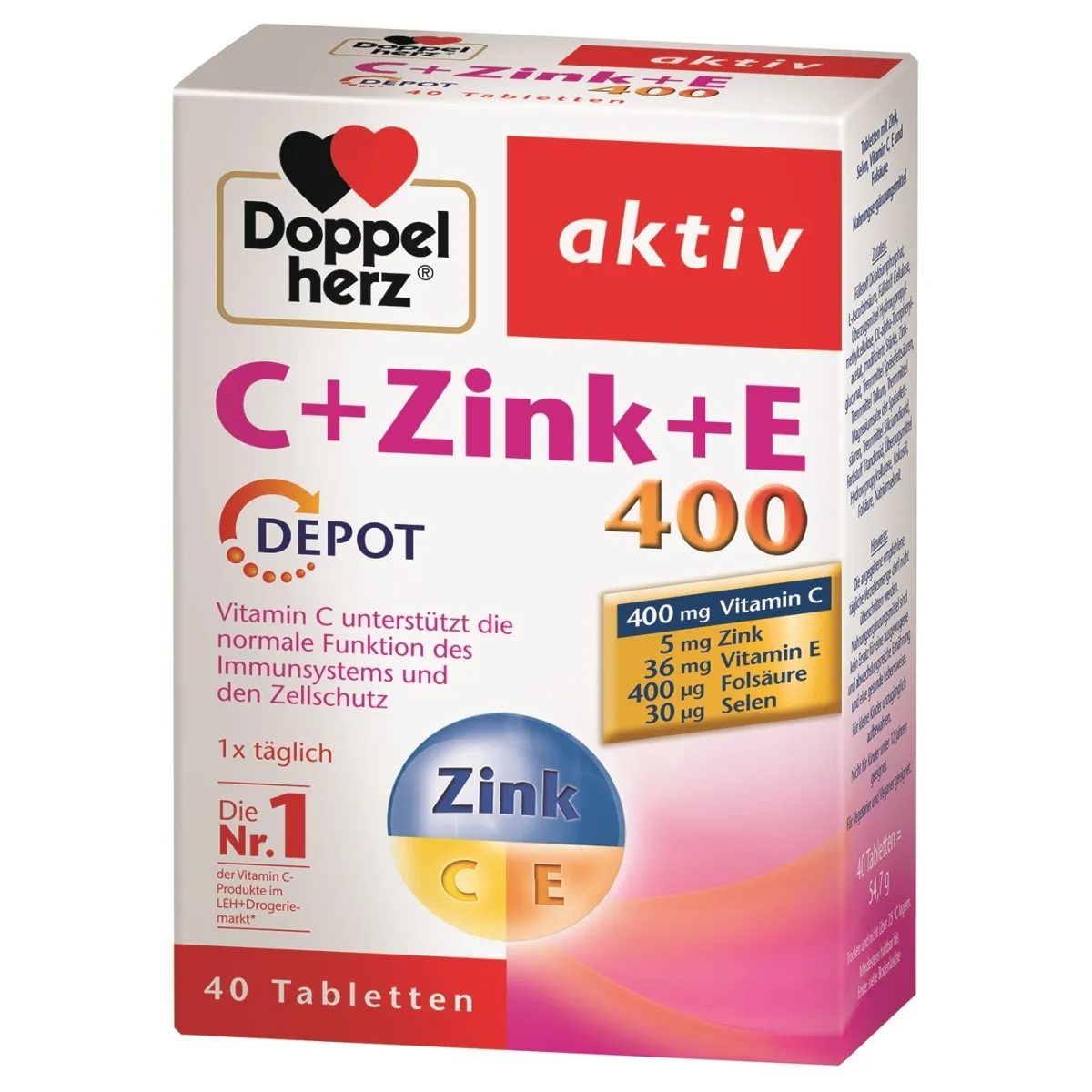 DOPPELHERZ ACTIV C+Zinc+Selen+E DEPOT, N40 - 