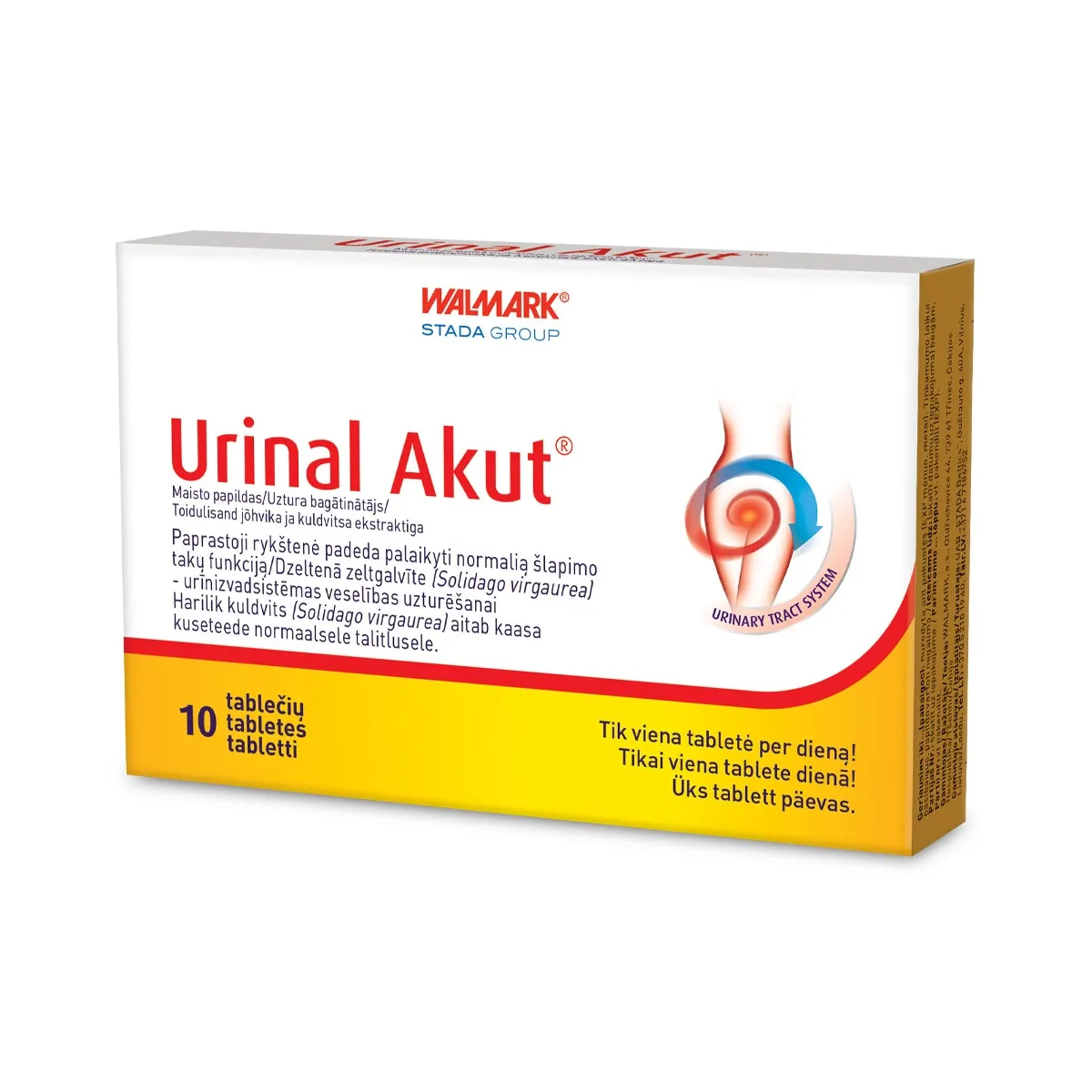 URINAL AKUT (spanguolės ir rykštenė šlapimo sistemai), 10 tablečių - 