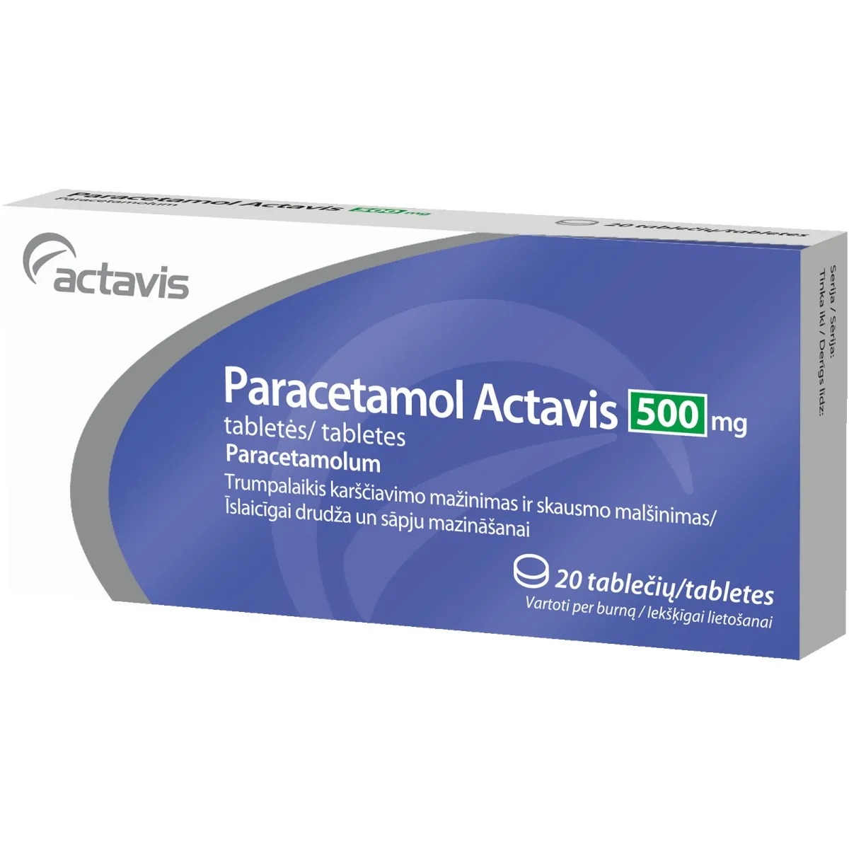 Paracetamol Actavis 500mg tab. N20 - 