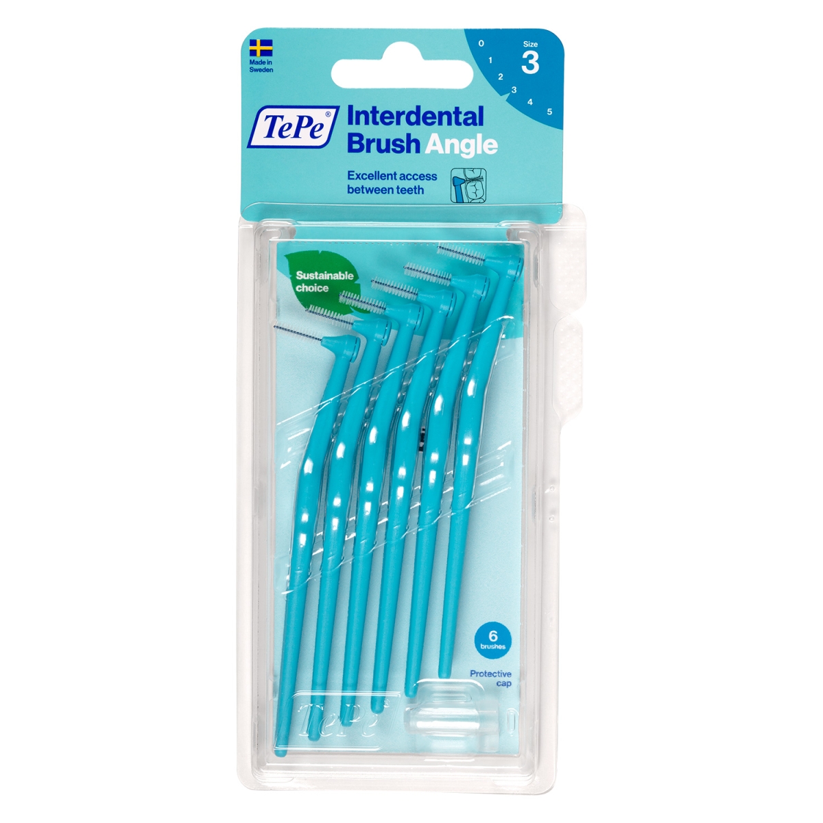 TEPE tarpdančių šepetėliai 0.6mm ANGLE SIZE 3, mėlyni, N6 - 