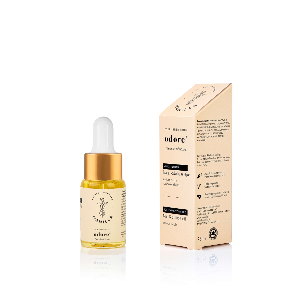MANILLA minkštinamasis nagų odelių aliejus ODORE, 25ml - 