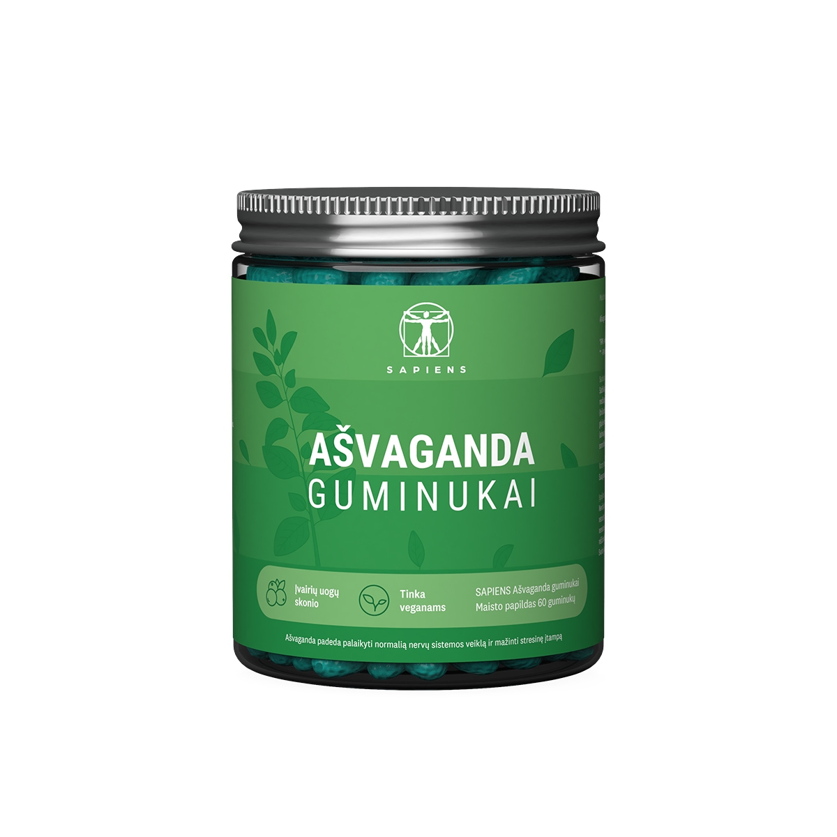 SAPIENS Ašvaganda guminukai, N60 - 