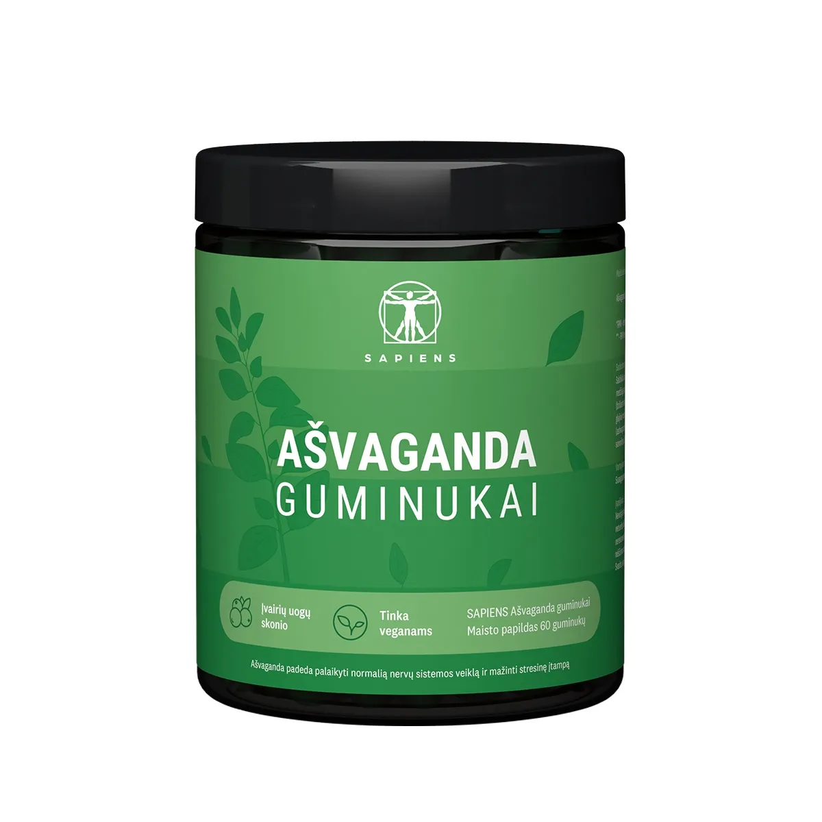 SAPIENS Ašvaganda guminukai, N60 - 