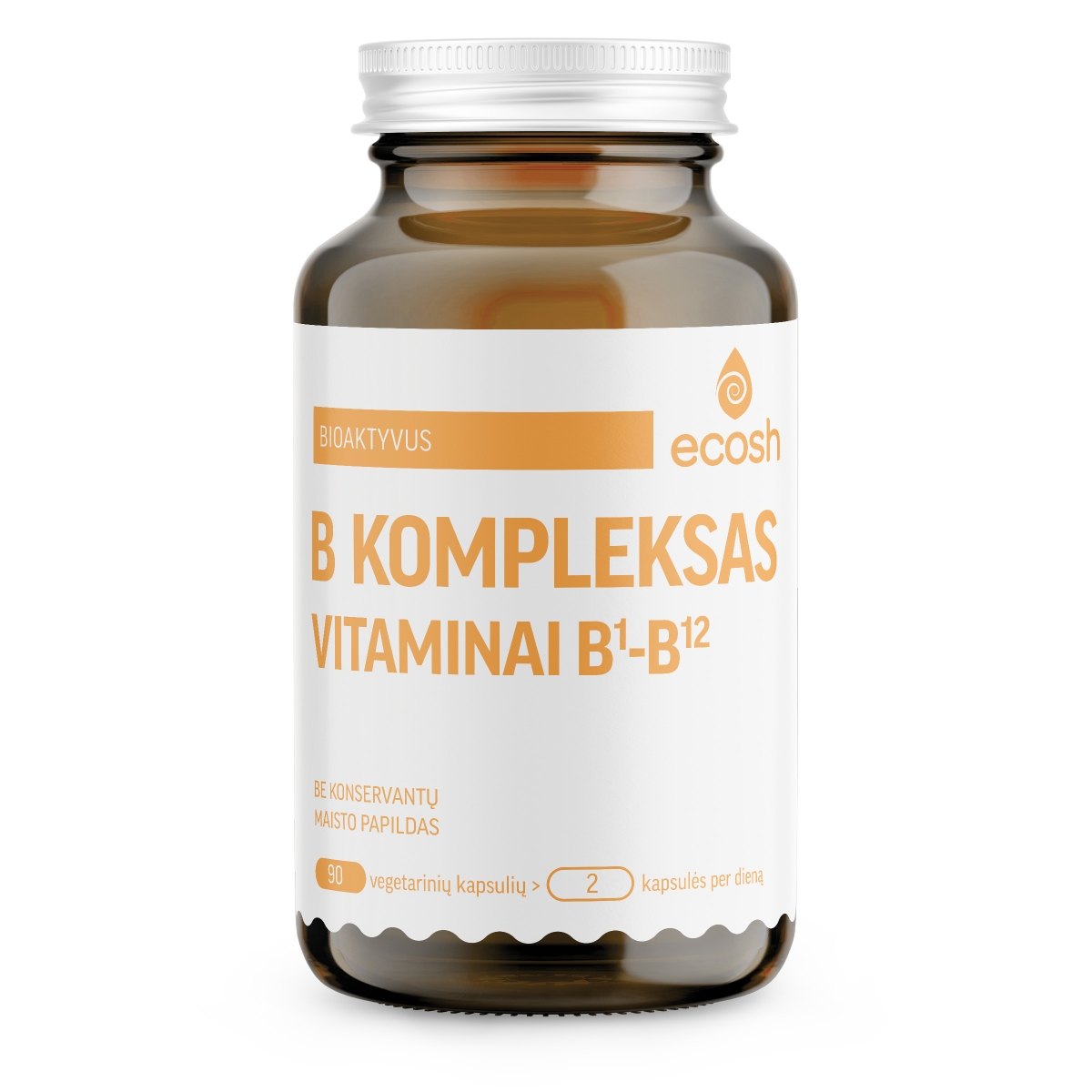 ECOSH bioaktyvus vitaminų B1-B12 kompleksas, 90 kapsulių - 