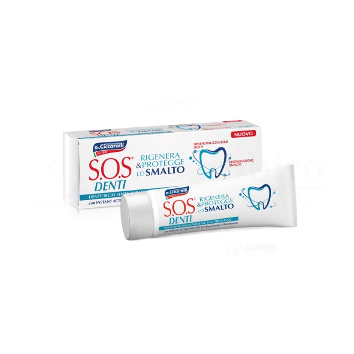 CICCARELLI emalį atkurianti dantų pasta SOS DENTI ENAMEL, 75ml - 