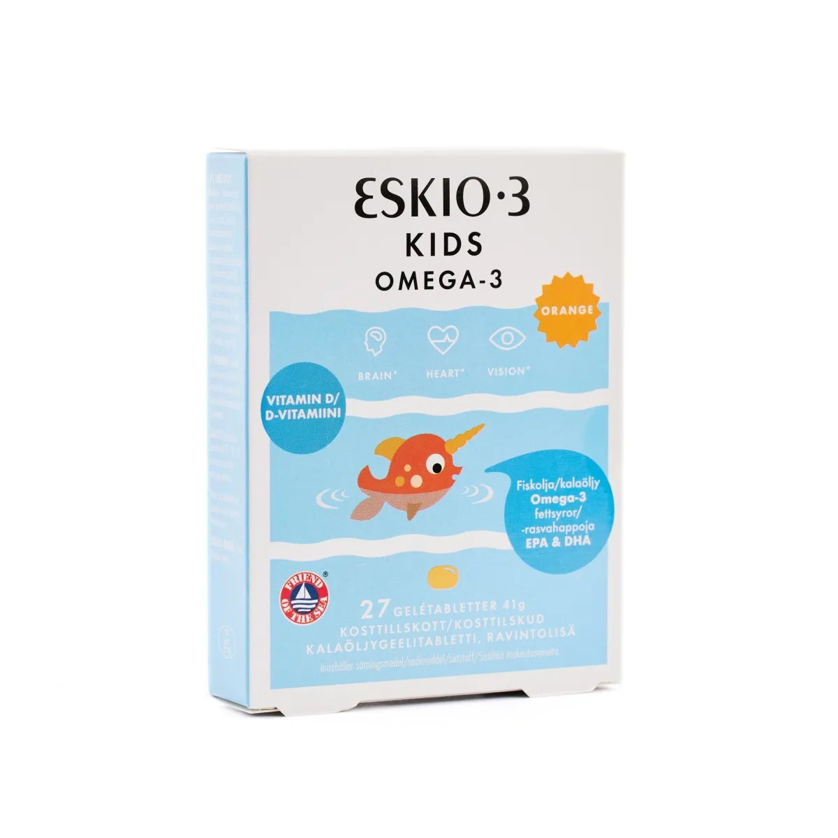 ESKIO-3 KIDS žuvų taukai OMEGA-3, 27 kramtomųjų tablečių - 