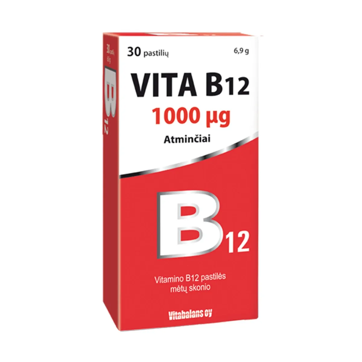 VITABALANS pastilės mėtų skonio VITA B12 1mg N30 - 