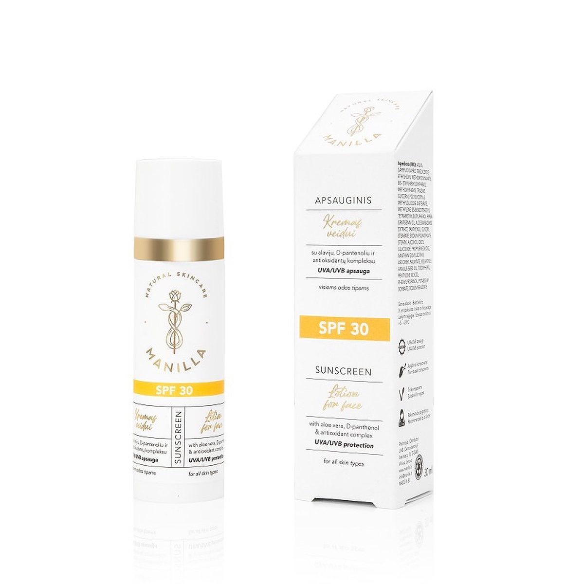 MANILLA apsauginis kremas veidui SPF 30, 30ml - 