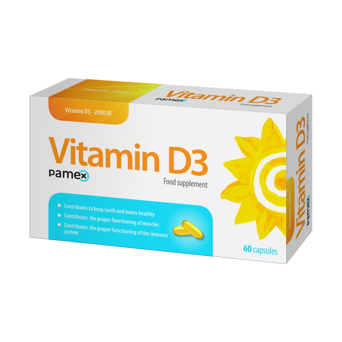 VITAMIN D3 2000 IU, 60 kapsulių