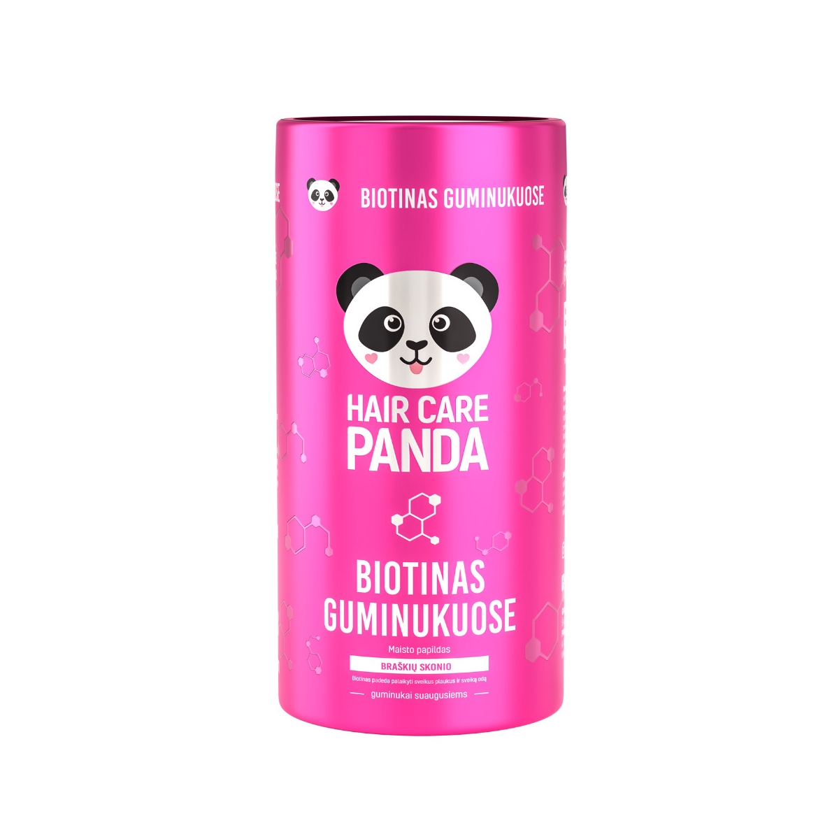 HAIR CARE PANDA Maisto papildas guminukuose BIOTINAS, 60 guminukų - 