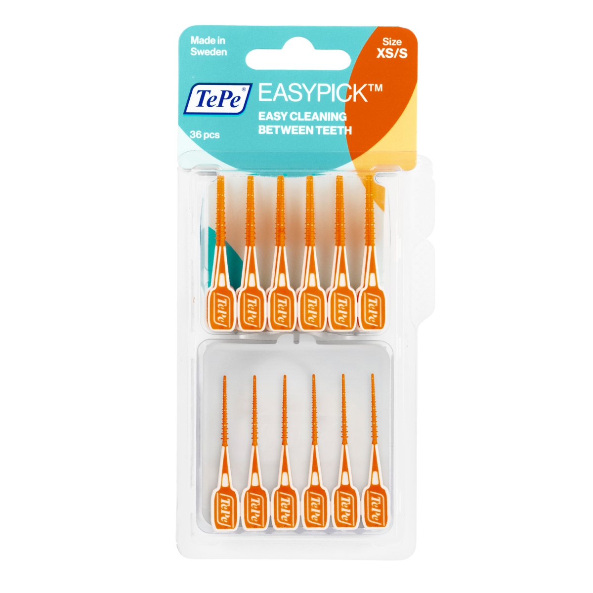 TEPE dantų krapštukai EASYPICK XS/S, oranžiniai, N36 + dėklas - 