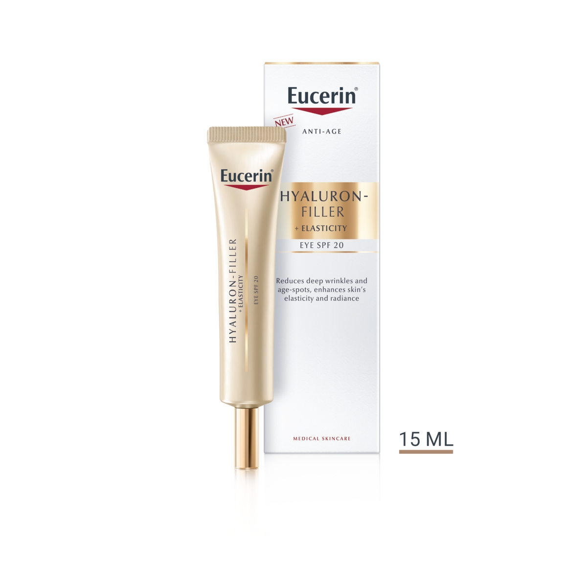 EUCERIN akių srities kremas HYALURON-FILLER+ELASTICITY SPF 20, 15 ml - 