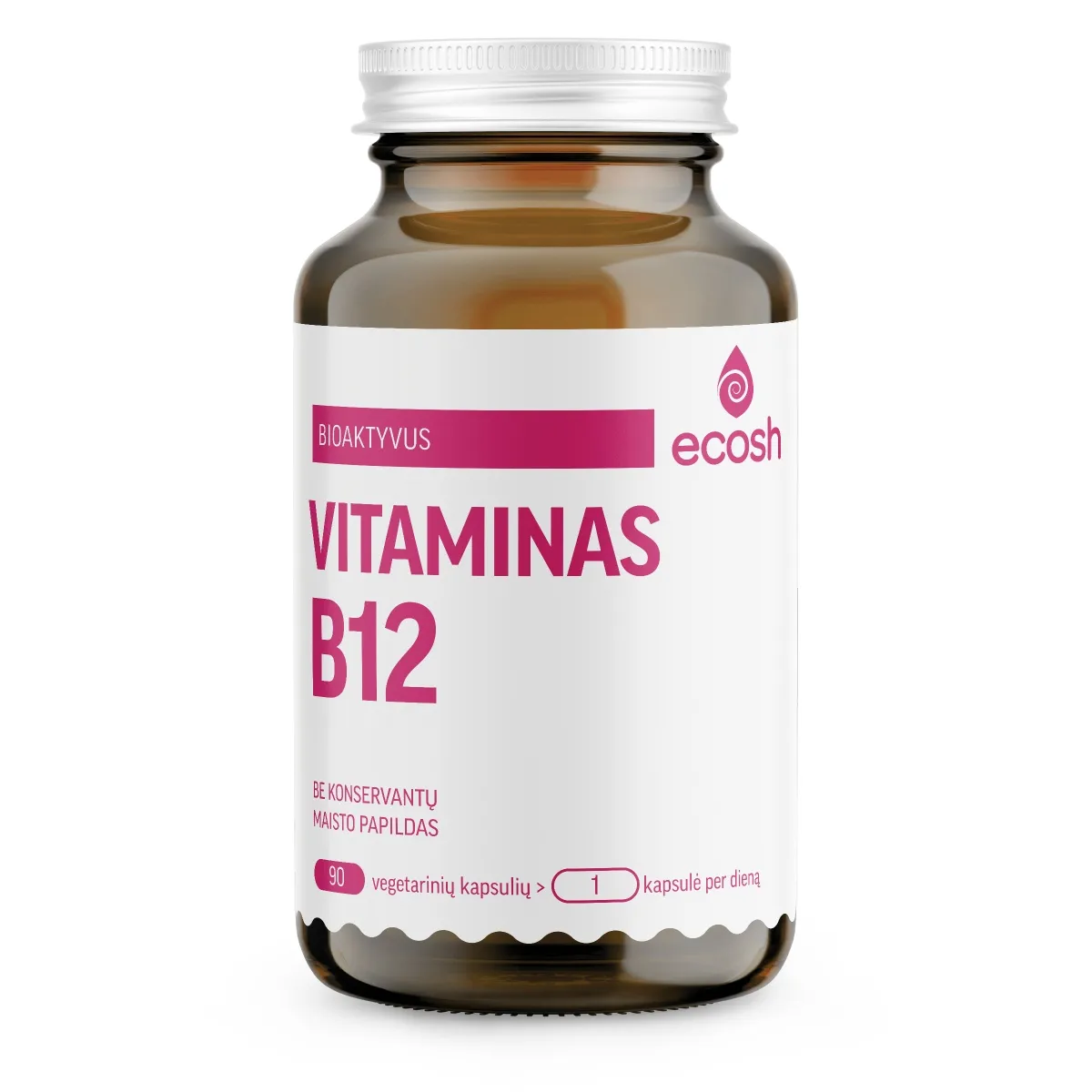 ECOSH bioaktyvus vitaminas B12, 1200µg, 90 kapsulių - 