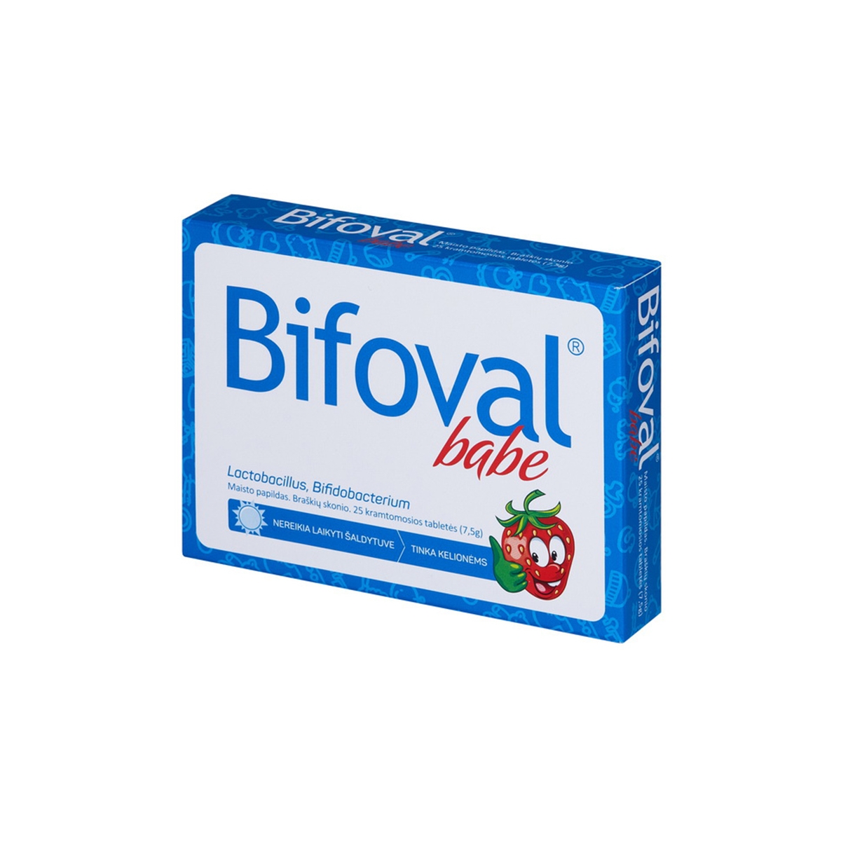 BIFOVAL braškių skonio kramtomosios tabletės BABE, N25 - 
