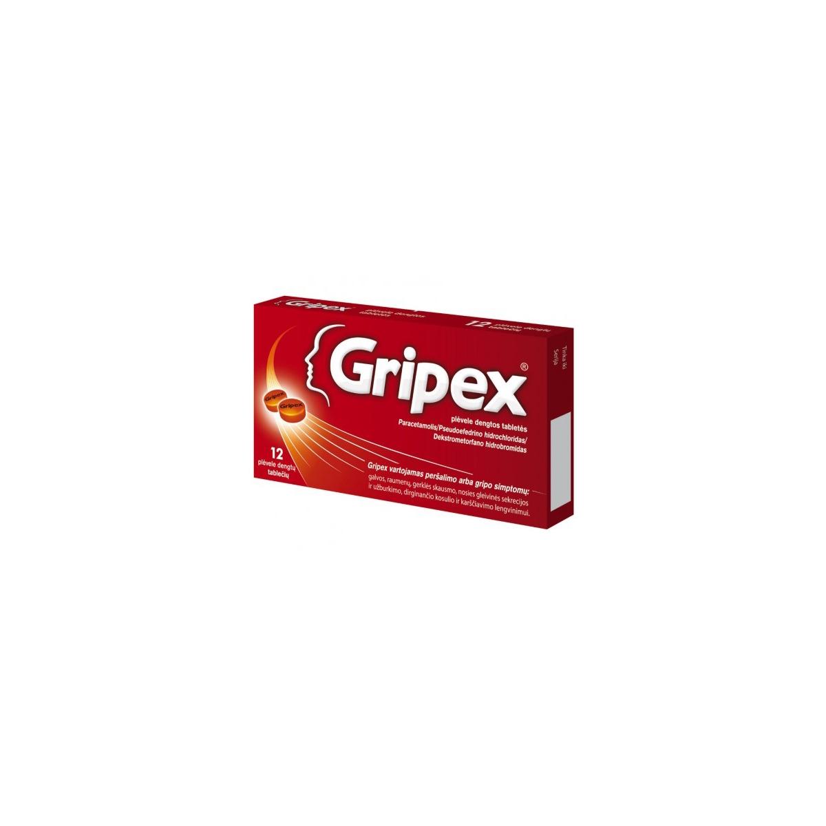 Gripex 325mg/30 mg/10mg plėvele dengtos tabletės N12 - 