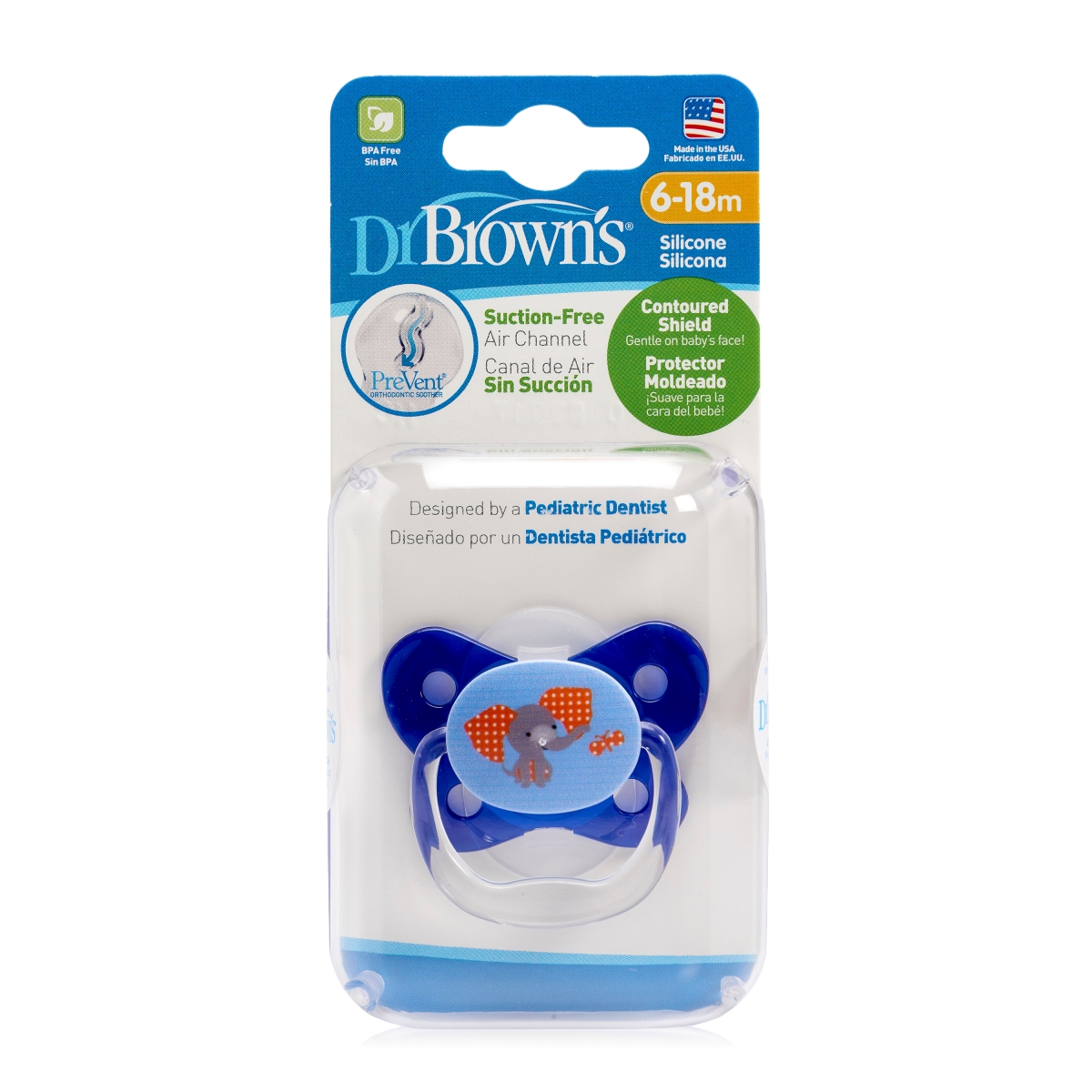 DR.BROWN'S čiulptukas PREVENT BUTTERFLY 6-18 mėn., mėlynas, N1 - 