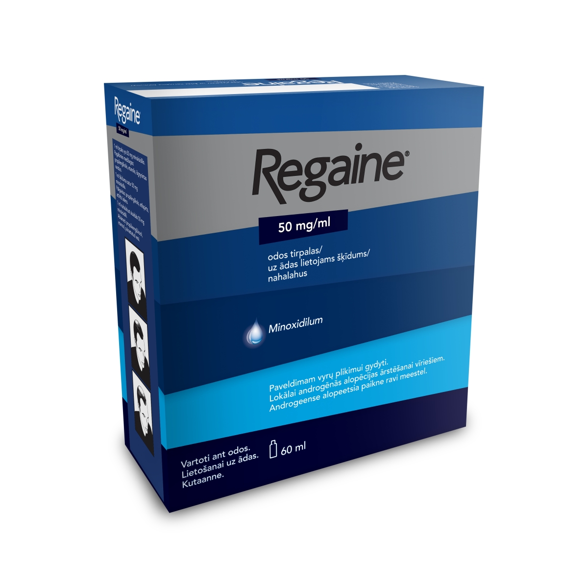 Regaine 50mg/ml odos tirpalas 60ml + 3-jų tipų aplikatoriai - 