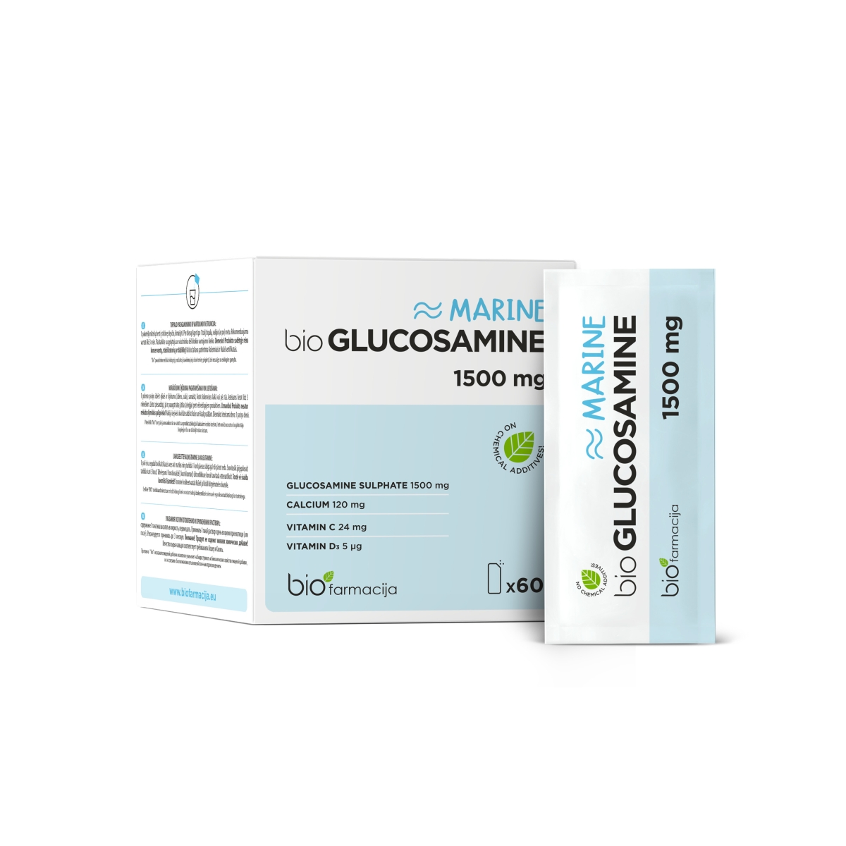 BIOGLUCOSAMINE MARINE, 1500 mg, milteliai, N60 - 
