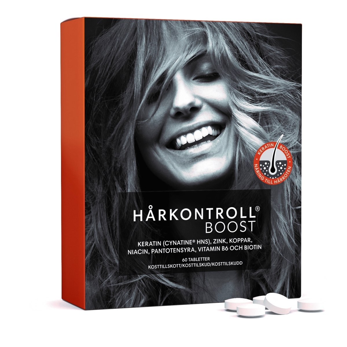 HÅRKONTROLL Maisto Papildai Plaukams BOOST, 60 tablečių - 
