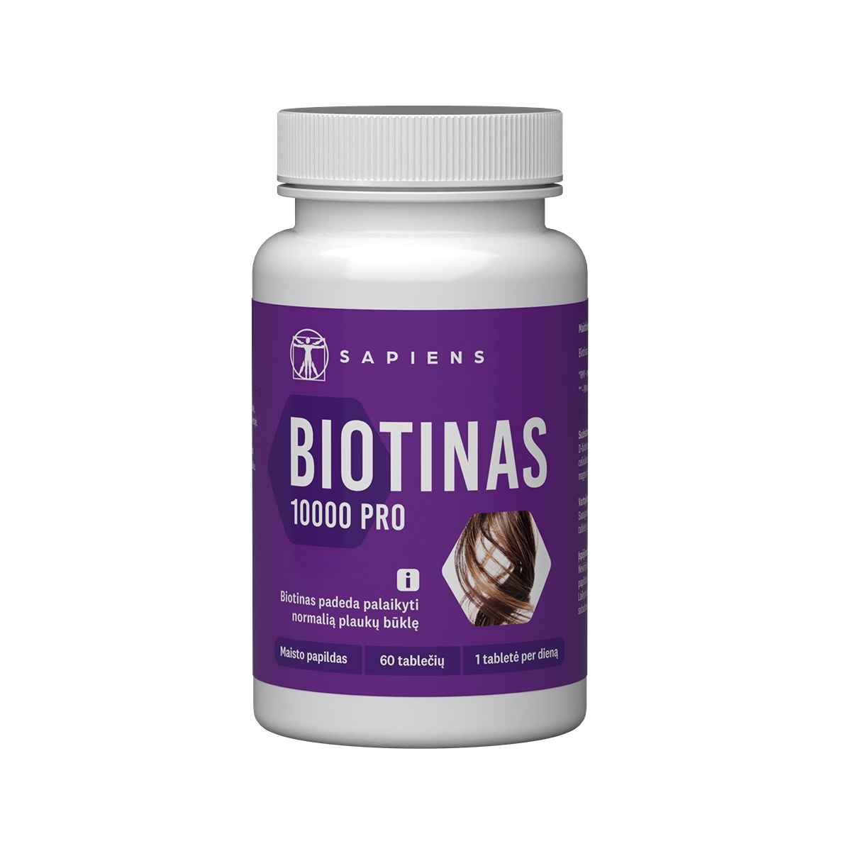 SAPIENS Biotinas 10000 PRO, 60 tablečių - 
