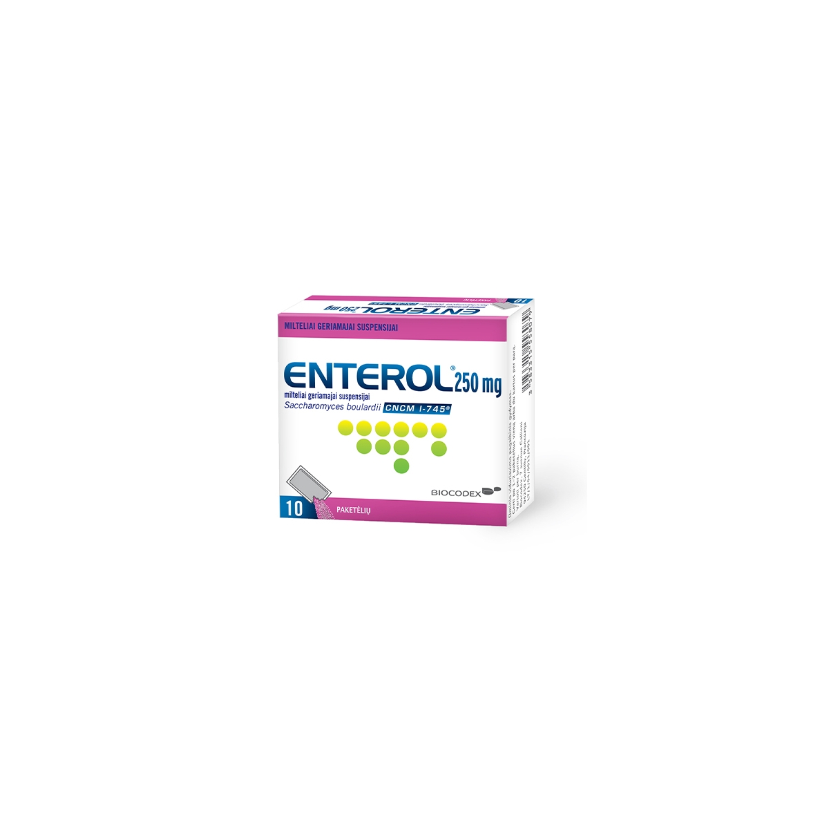 Enterol 250mg milteliai geriamajai suspensijai pakeliuose N10 - 