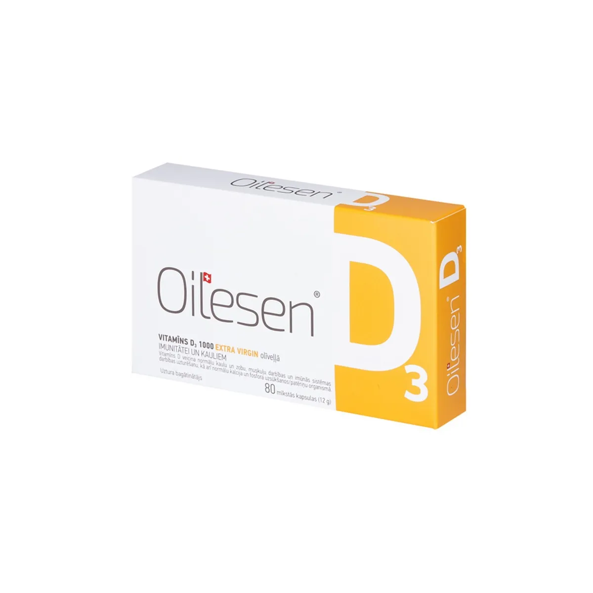 OILESEN vitaminas D3 1000 IU, 80 kapsulių - 